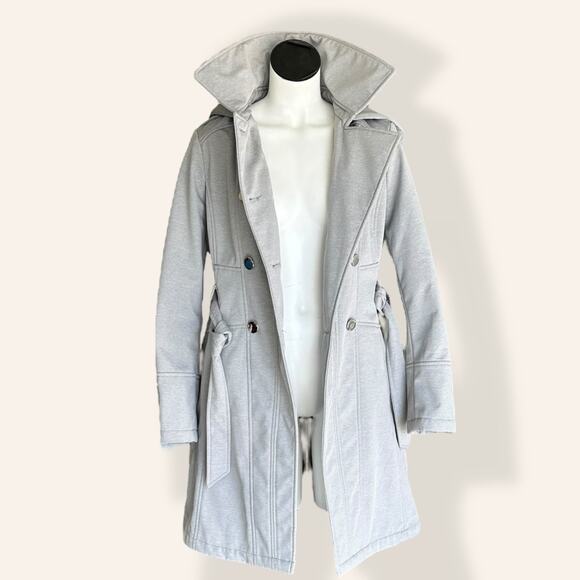 Guess Trench Double-Breasted Hooded Coat M in Gray - Picture 1 of 12